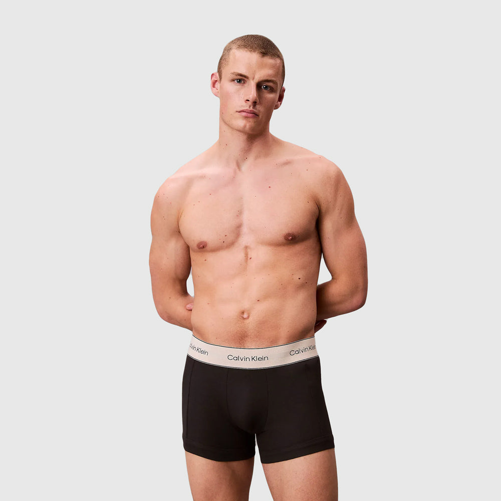Calvin Klein Mens 3 Pack Trunk Set in Black & Cream