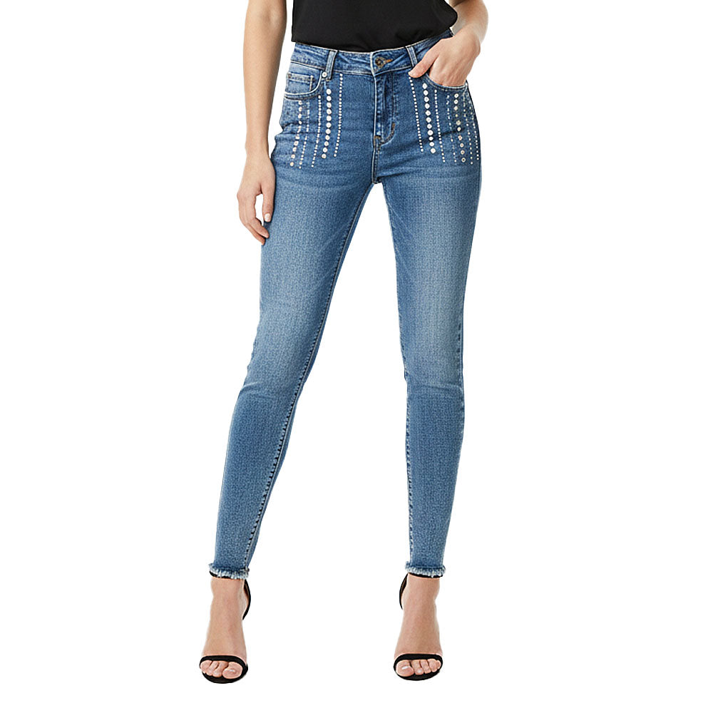 Sissyboy Womens Jon Jon Skinny Jeans With Bling Details In Medium Vintage