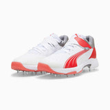 Puma Mens Bowling Cricket Shoes In White/Red