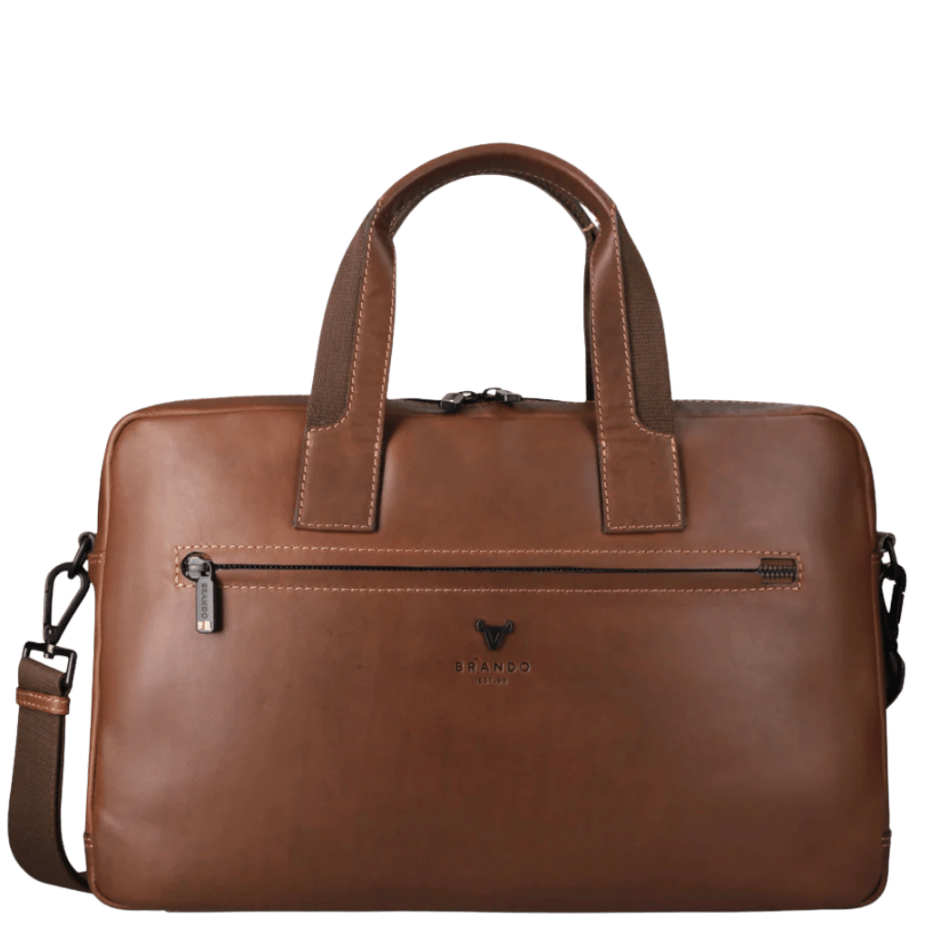 Brando James 15" Slimline Laptop Bag In Brown