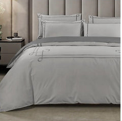 Egyptian Cotton T400 Cheryl Duvet Covers In Silver