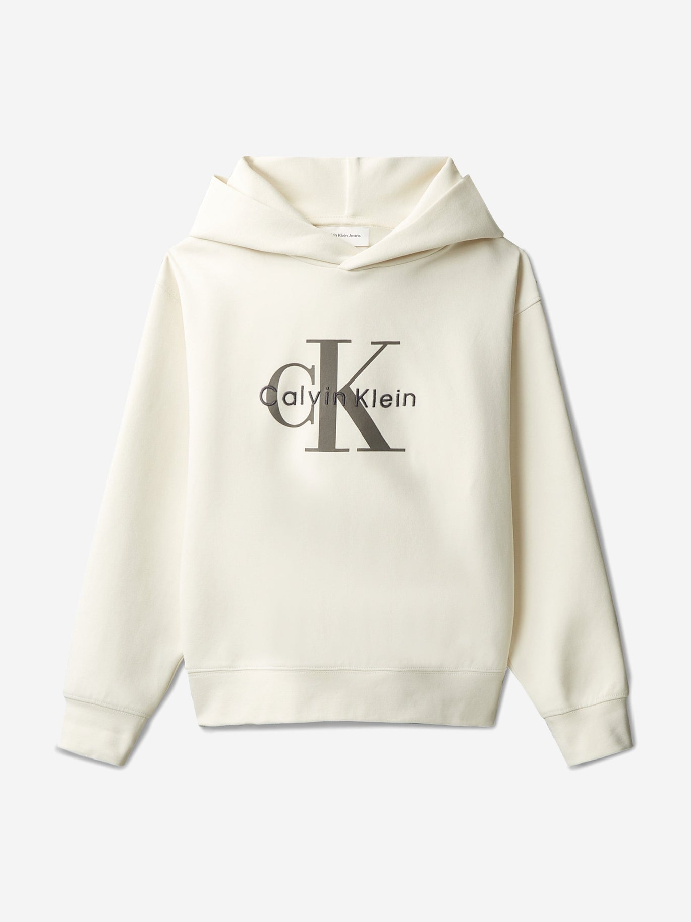 Calvin Klein Boys Light Monologo Hoodie In Beige