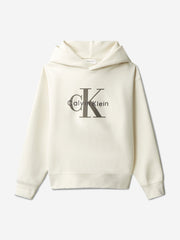 Calvin Klein Boys Light Monologo Hoodie In Beige