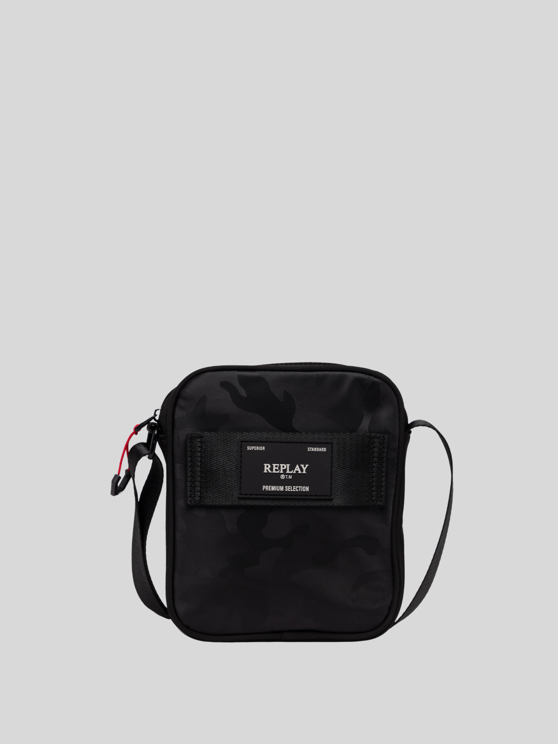 Replay Mens Fm3702 Camo Nylon Crossbody Bag In Black