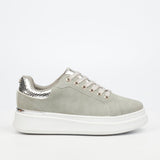 Butterfly Feet Ladies Campus 1 Shoes In Grey and Silver