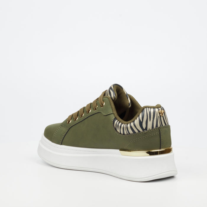 Butterfly Feet Ladies Campus 1 Shoes In Olive and White