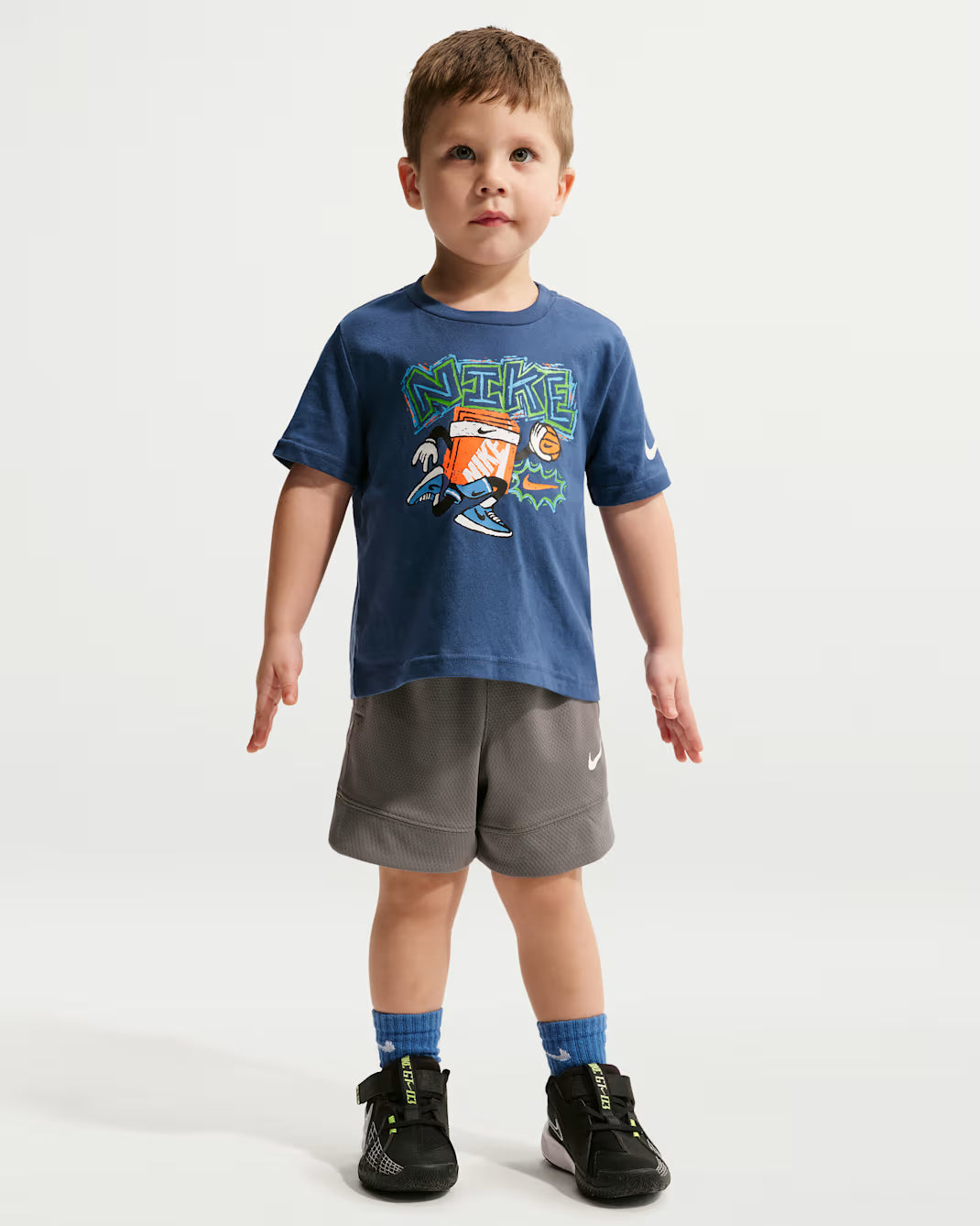 Nike Kiddies Boys Chalky Boxy Ball Tee T-Shirts In Navy