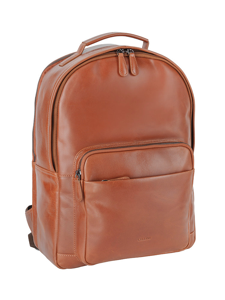 Cellini Leather Backpack In Tan