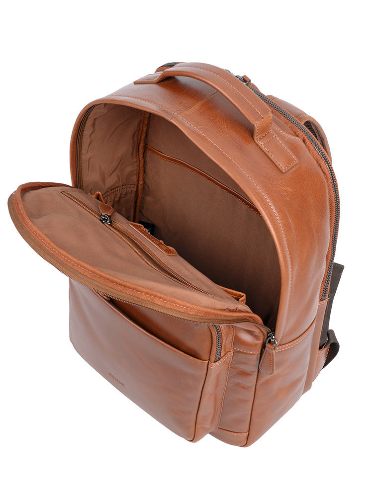 Cellini Leather Backpack In Tan