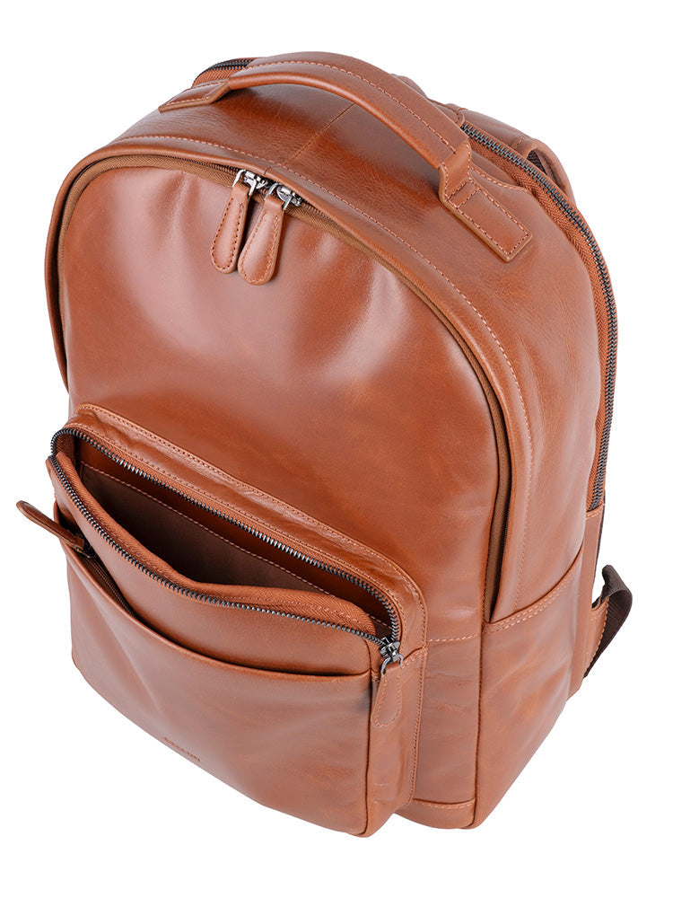 Cellini Leather Backpack In Tan
