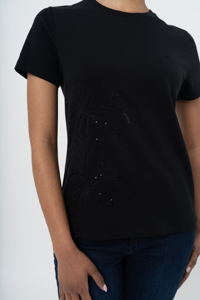 Polo Womens Bella Embroidered T-Shirt In Black