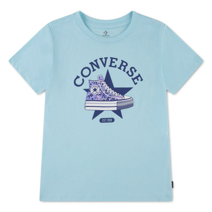 Converse Girls Sneaker Graphic T-Shirt In Light Blue