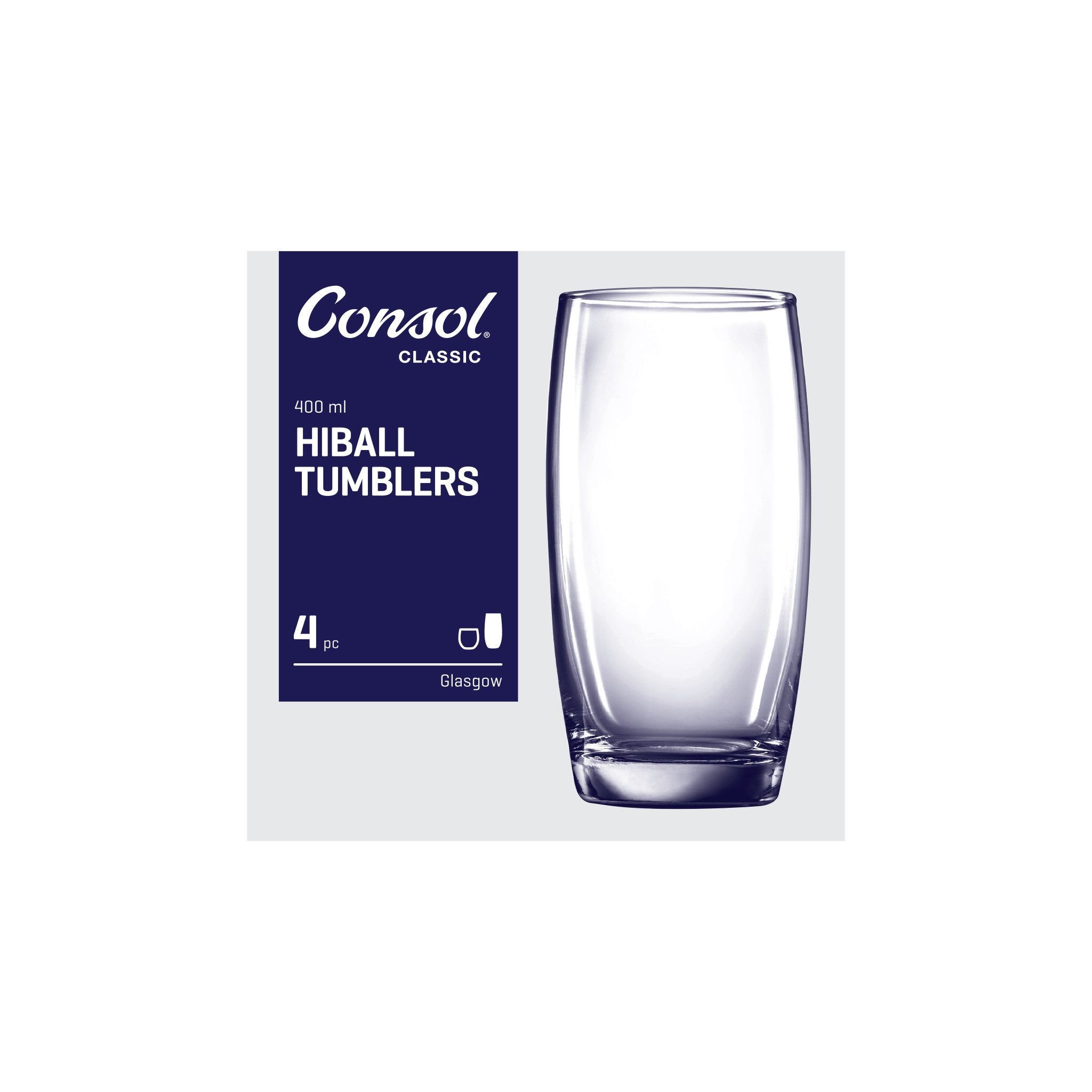 Consol Hiball Glasgow 4 Tumbler Glasses