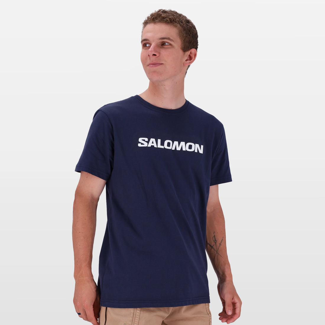 Salomon Mens Core Logo Short Sleeves T-Shirts In Blue Nights