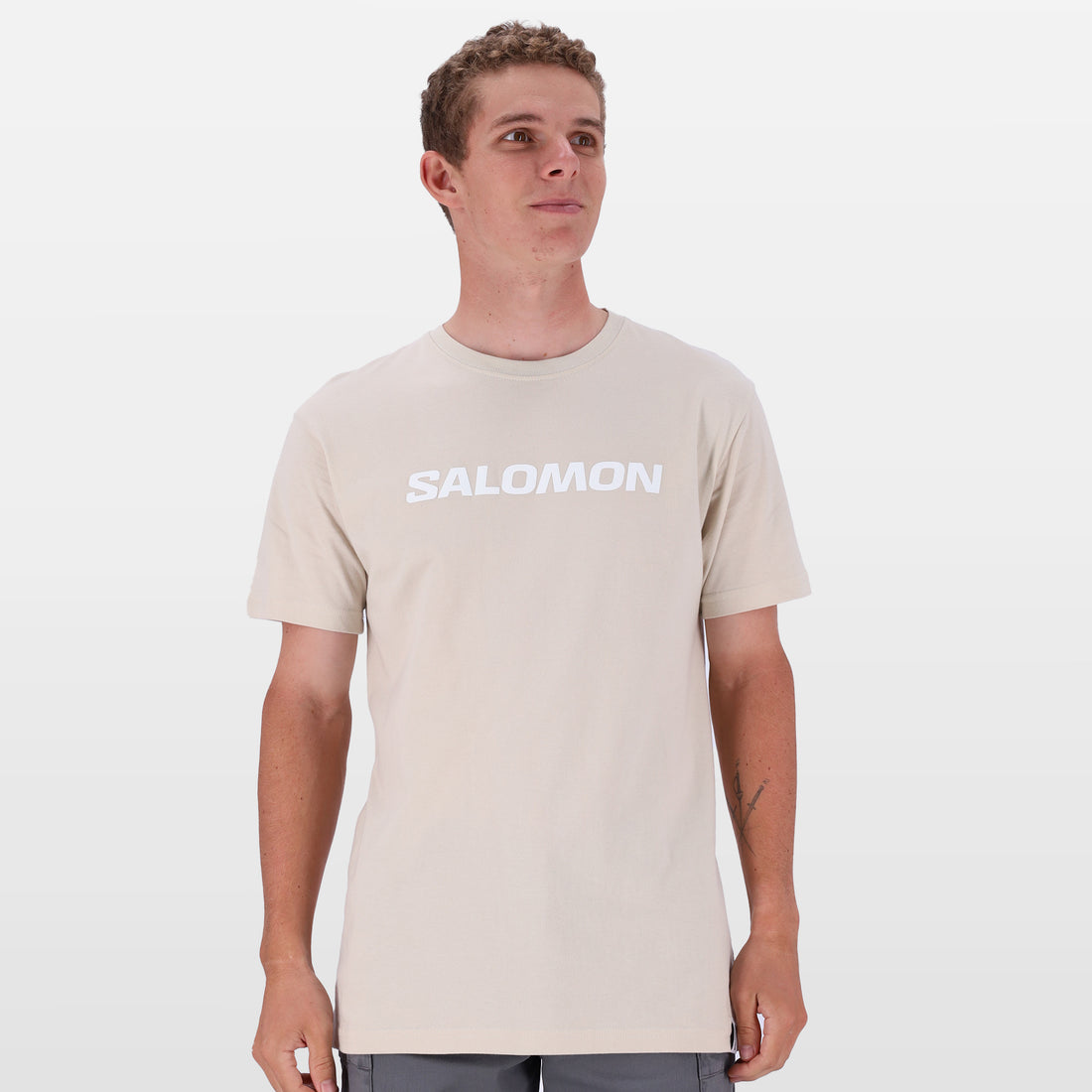 Salomon Mens Core Logo Short Sleeves T-Shirts In Pumice Stone