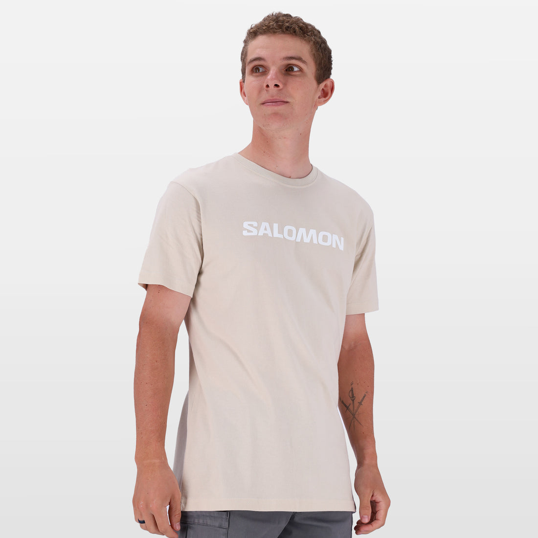 Salomon Mens Core Logo Short Sleeves T-Shirts In Pumice Stone