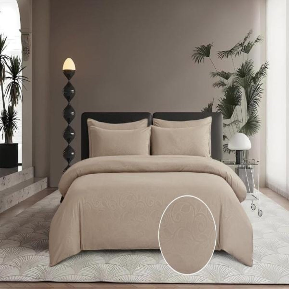 Cotton Co Bella Micro Satin Cotton Duvet Cover Set In Stone