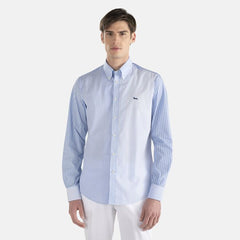 Harmont & Blaine Mens Patchwork At Fabrics Shirt In Light Blue