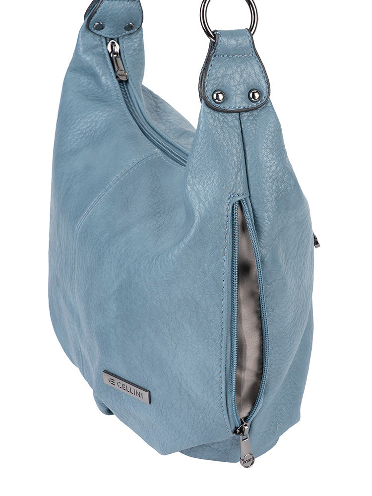 Cellini Lara Casual Hobo Bag With Xbody Strap In Blue
