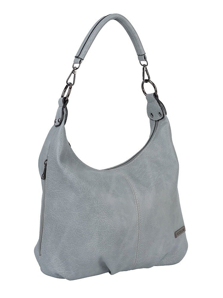 Cellini Lara Casual Hobo Bag With Xbody Strap In Grey