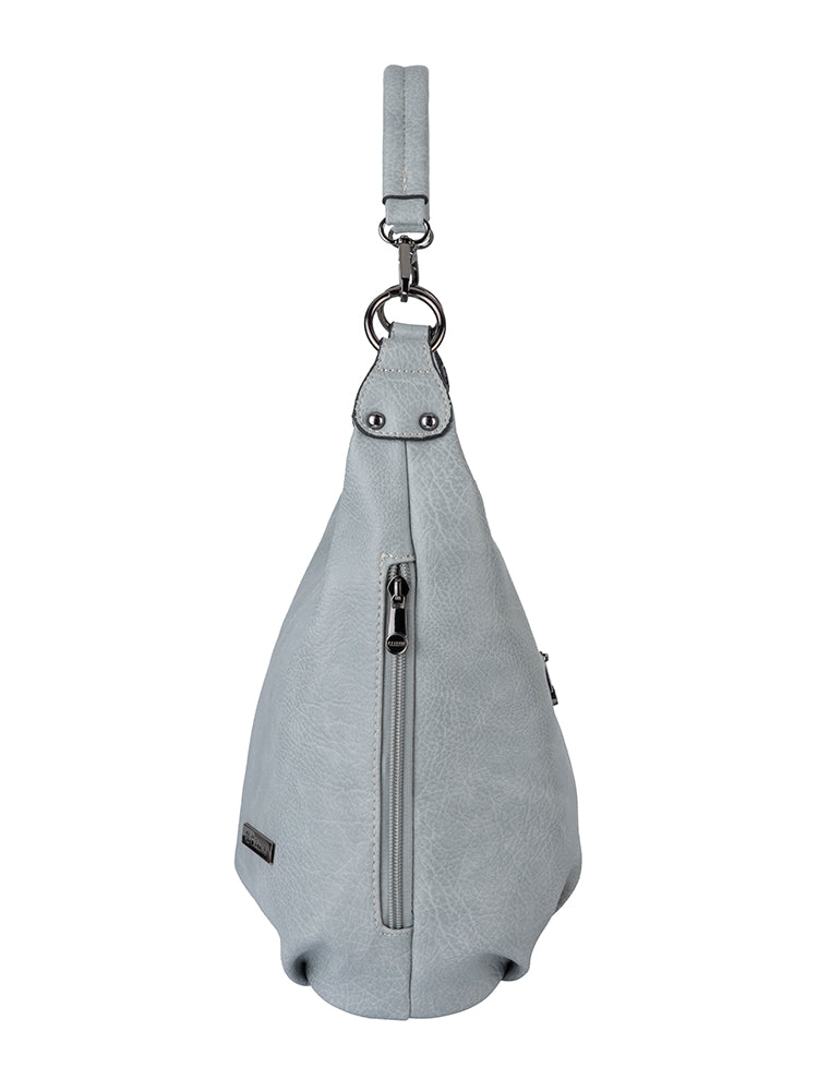 Cellini Lara Casual Hobo Bag With Xbody Strap In Grey