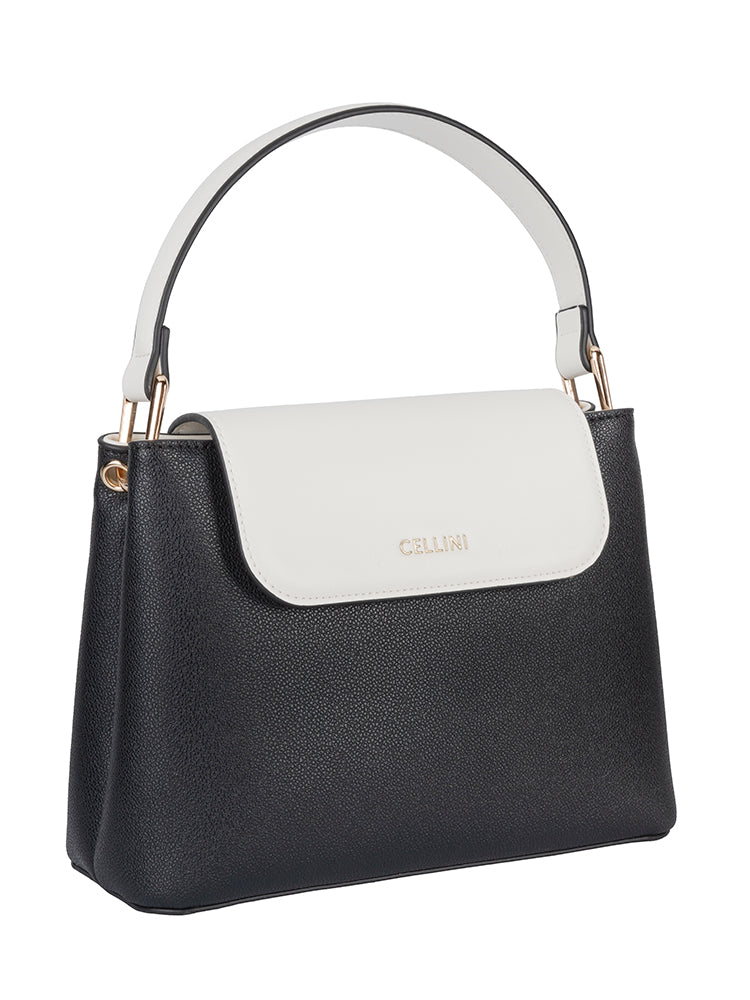 Cellini Amelia Flapover Sling Bag In Black & White