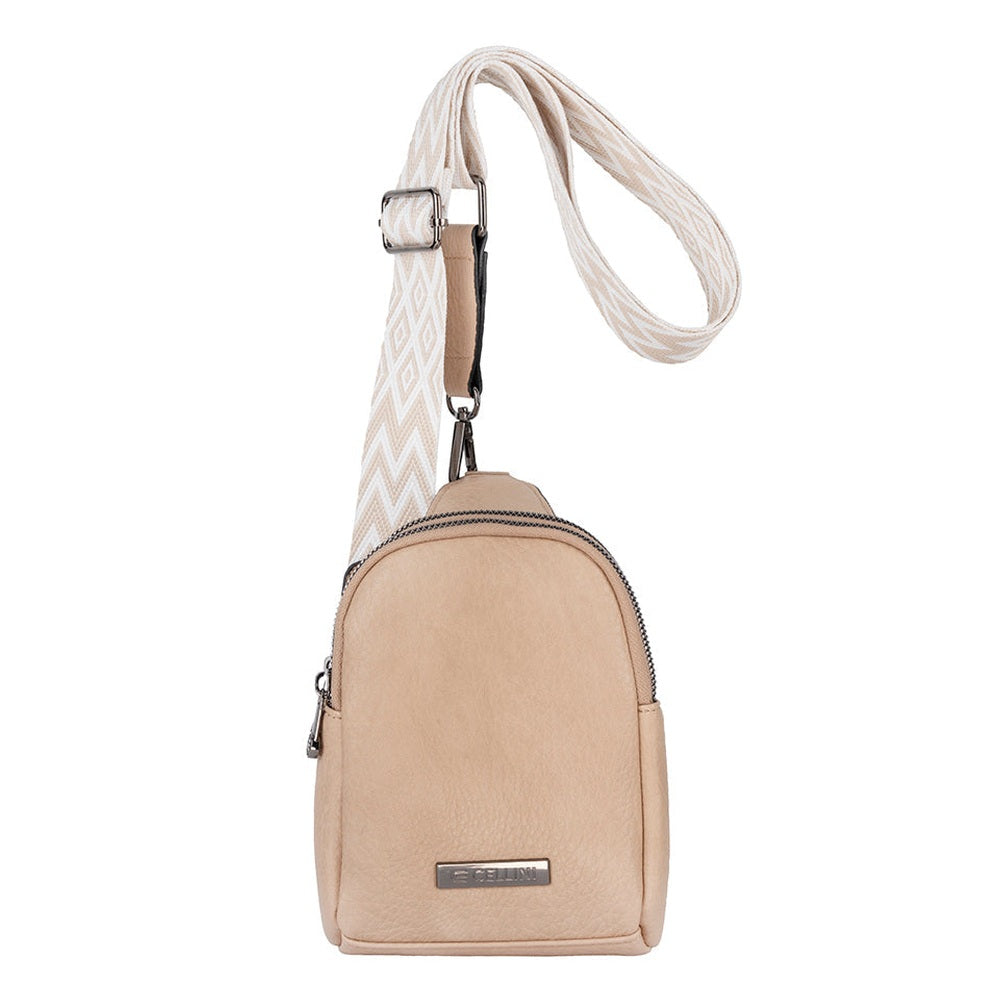 Cellini Clara 2 Compartment Chest Bag In Taupe