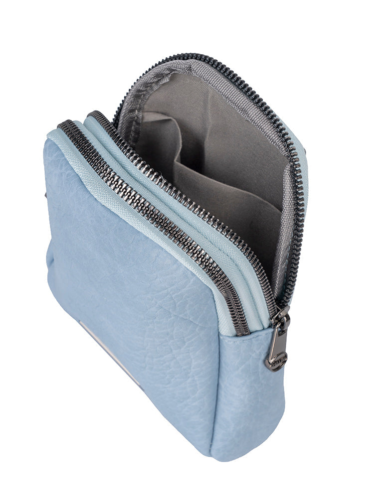 Cellini Clara Crossbody Bag with Belt Strap In Light Blue