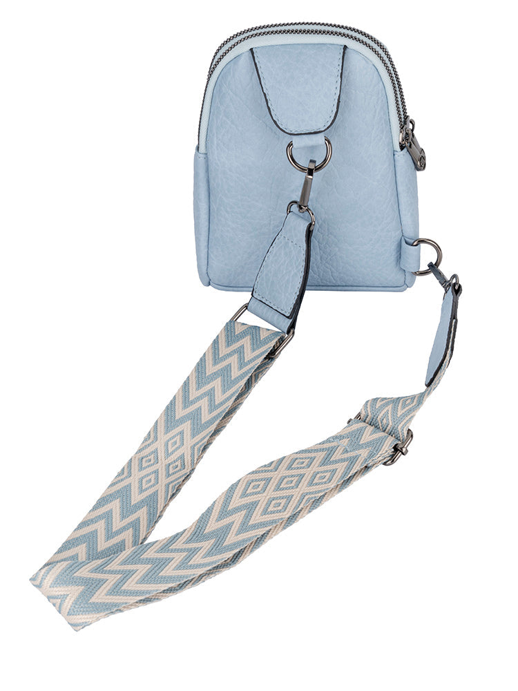 Cellini Clara Crossbody Bag with Belt Strap In Light Blue
