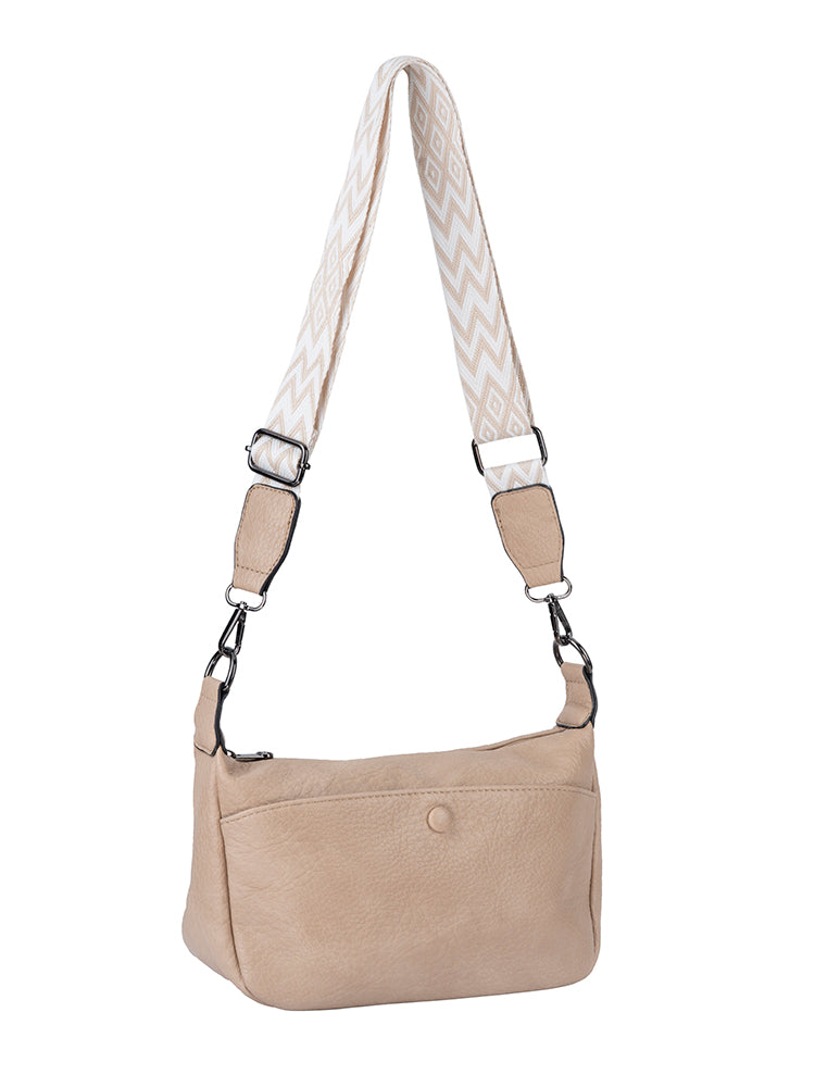 Cellini Clara Crossbody Bag with Belt Strap In Taupe
