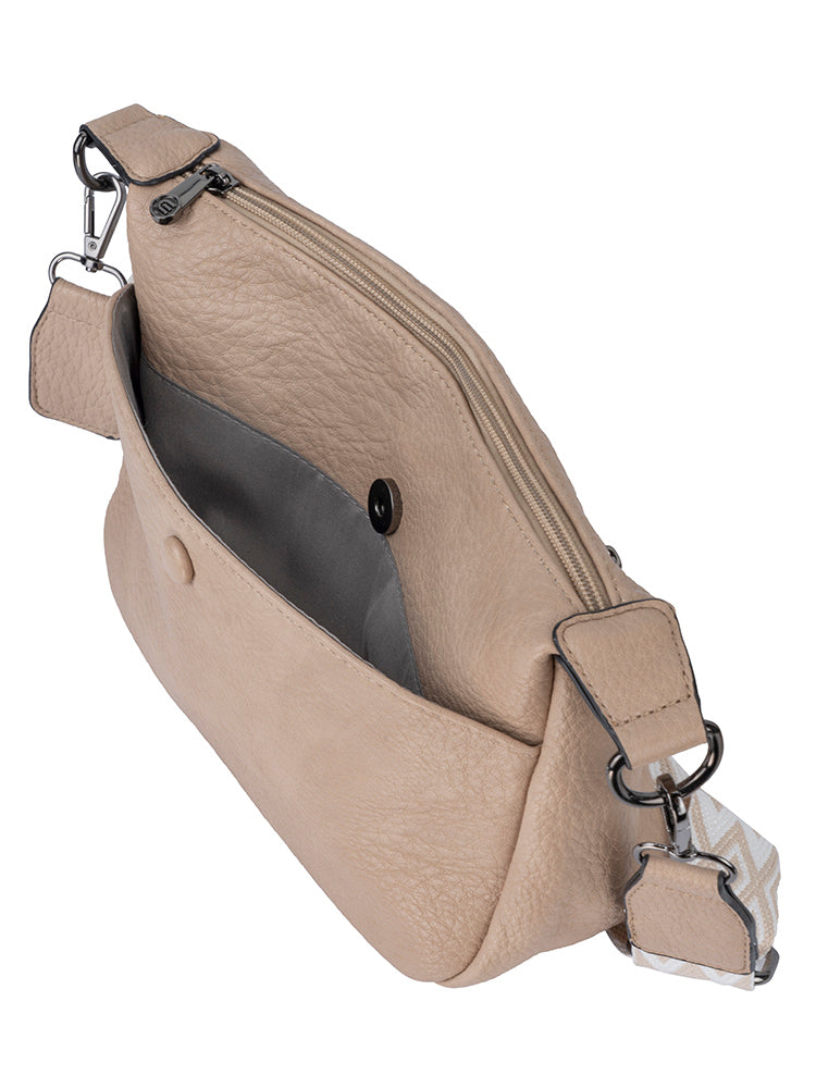 Cellini Clara Crossbody Bag with Belt Strap In Taupe