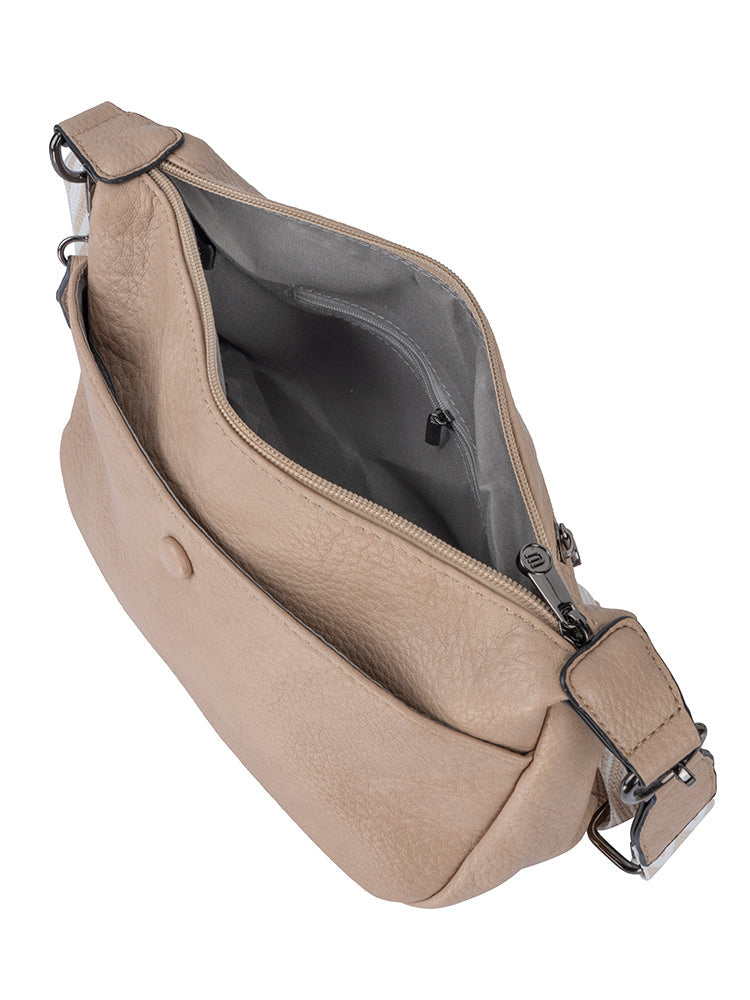 Cellini Clara Crossbody Bag with Belt Strap In Taupe