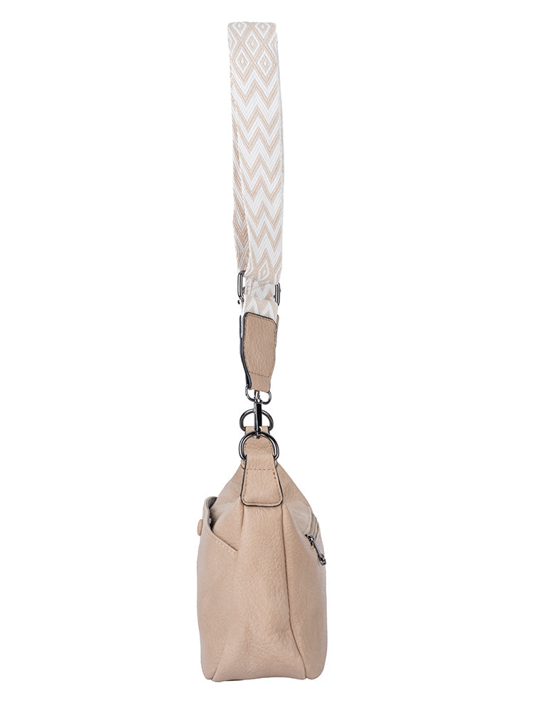 Cellini Clara Crossbody Bag with Belt Strap In Taupe