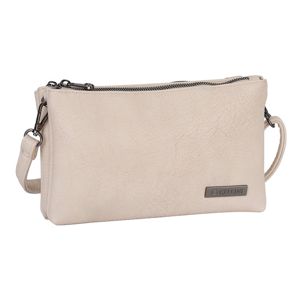 Cellini Pauline E/W 2 Compartment Crossbody Bag In Beige