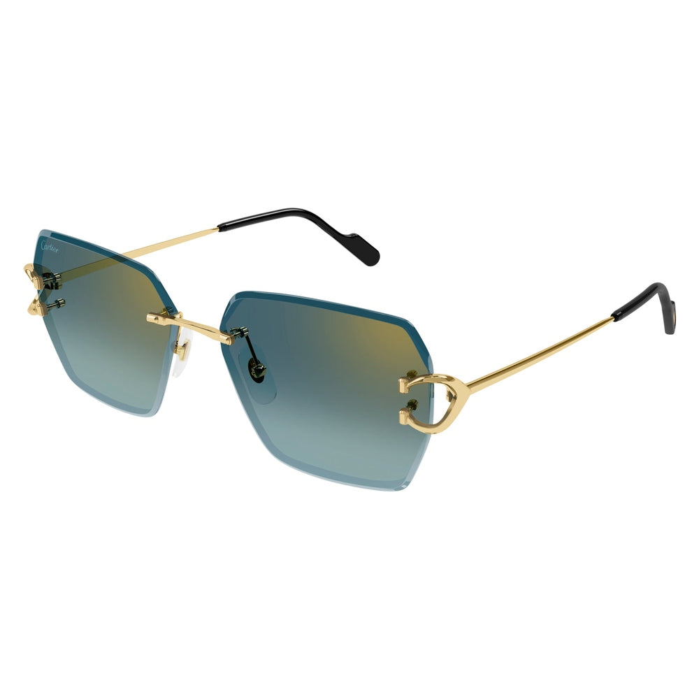 Cartier Cat Eye Womens Sunglasses In Blue & Gold