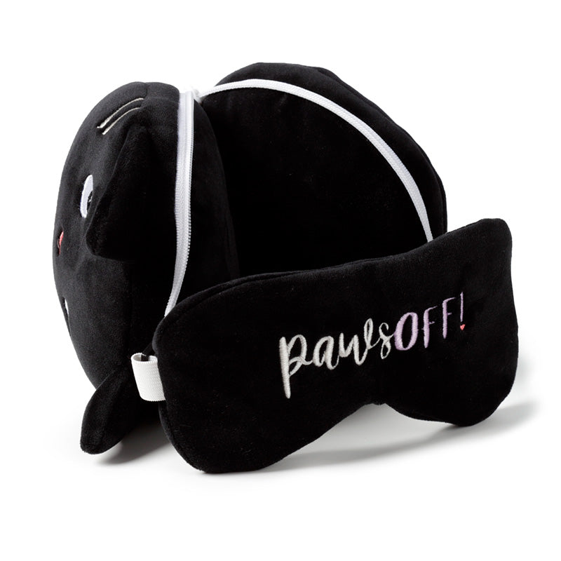 Relaxeazzz Feline Cat Round Travel Pillow In Black & White