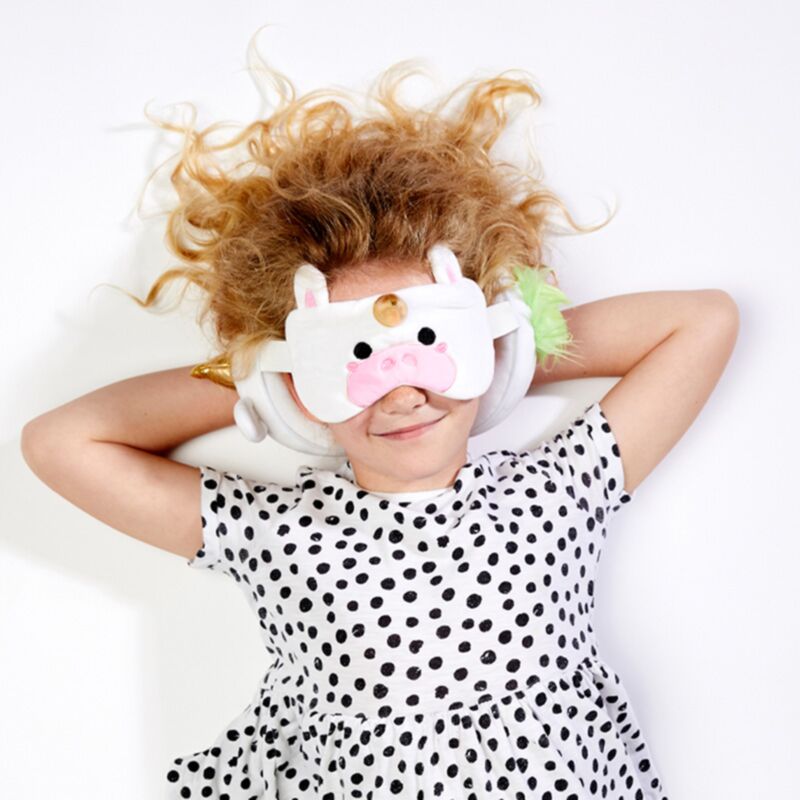 Relaxeazzz Unicorn Plush Eye Mask & Travel Pillow In White