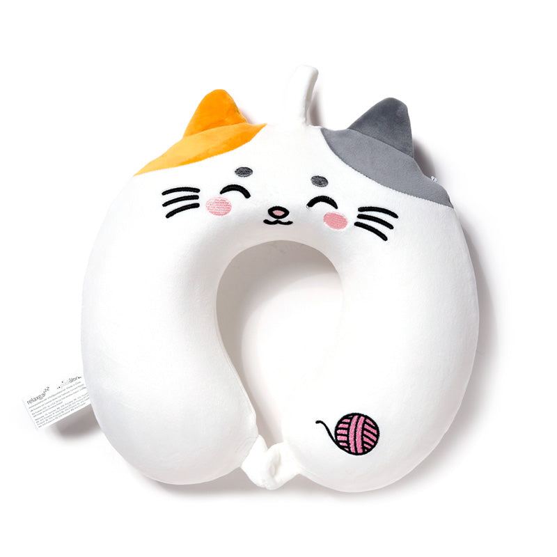 Relaxeazzz Lola The Cat Adoramals Plush Memory Foam Travel Pillow In White