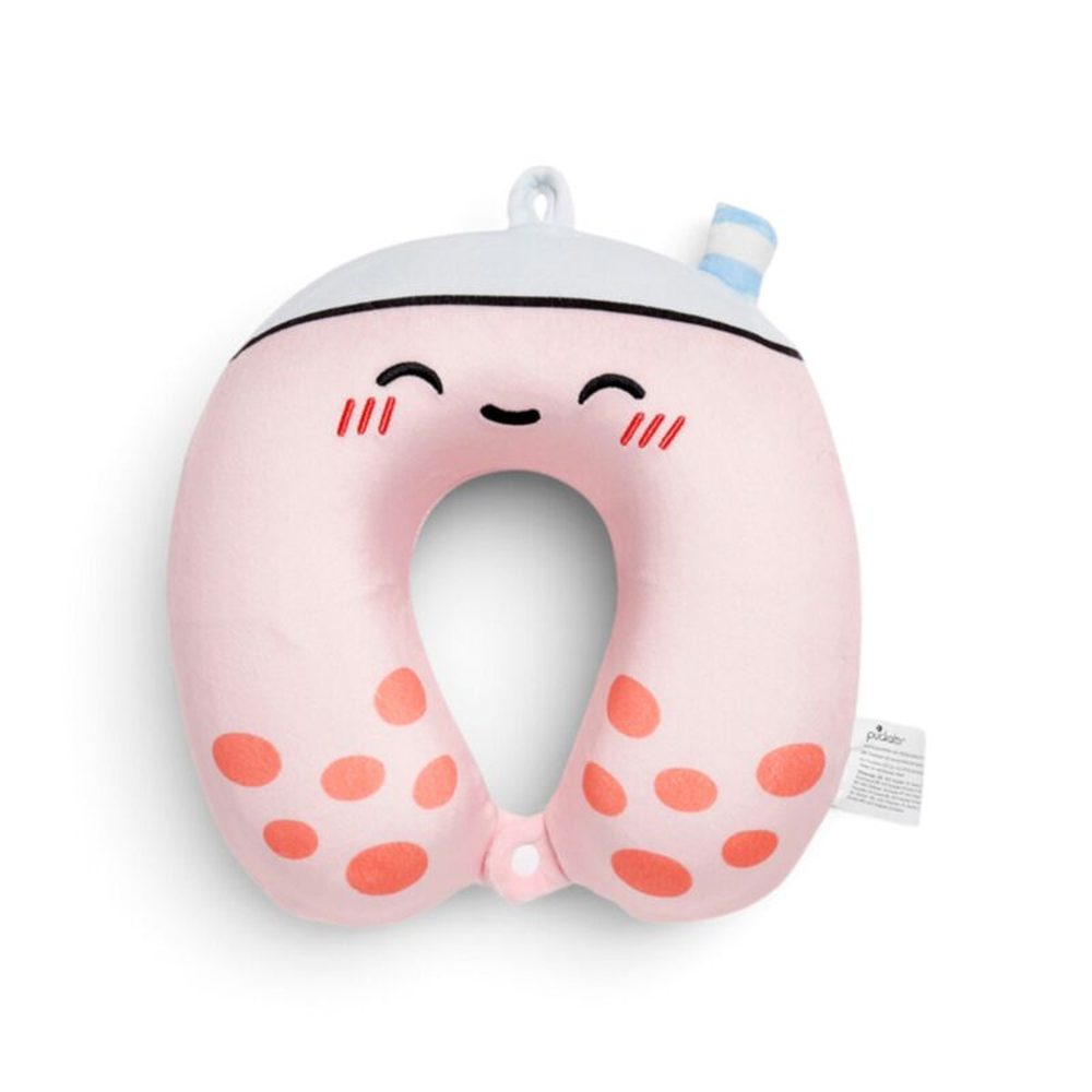 Relaxeazzz Foodiemals Bubble Tea Plush Memory Foam Travel Pillow In Pink Multi