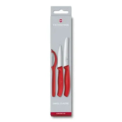 Victorinox Classic 3Pc Paring W/Peeler Bx Red