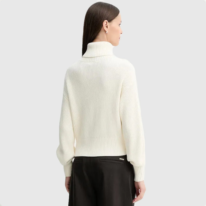 Calvin Klein Womens Blown Up Loose Contrast Sweatshirt In Ivory