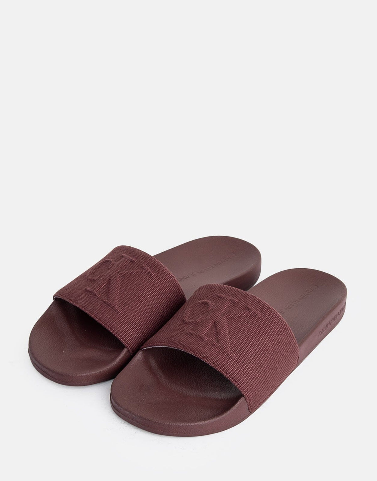 Calvin Klein Mens Cv Mono Slides In Burgandy
