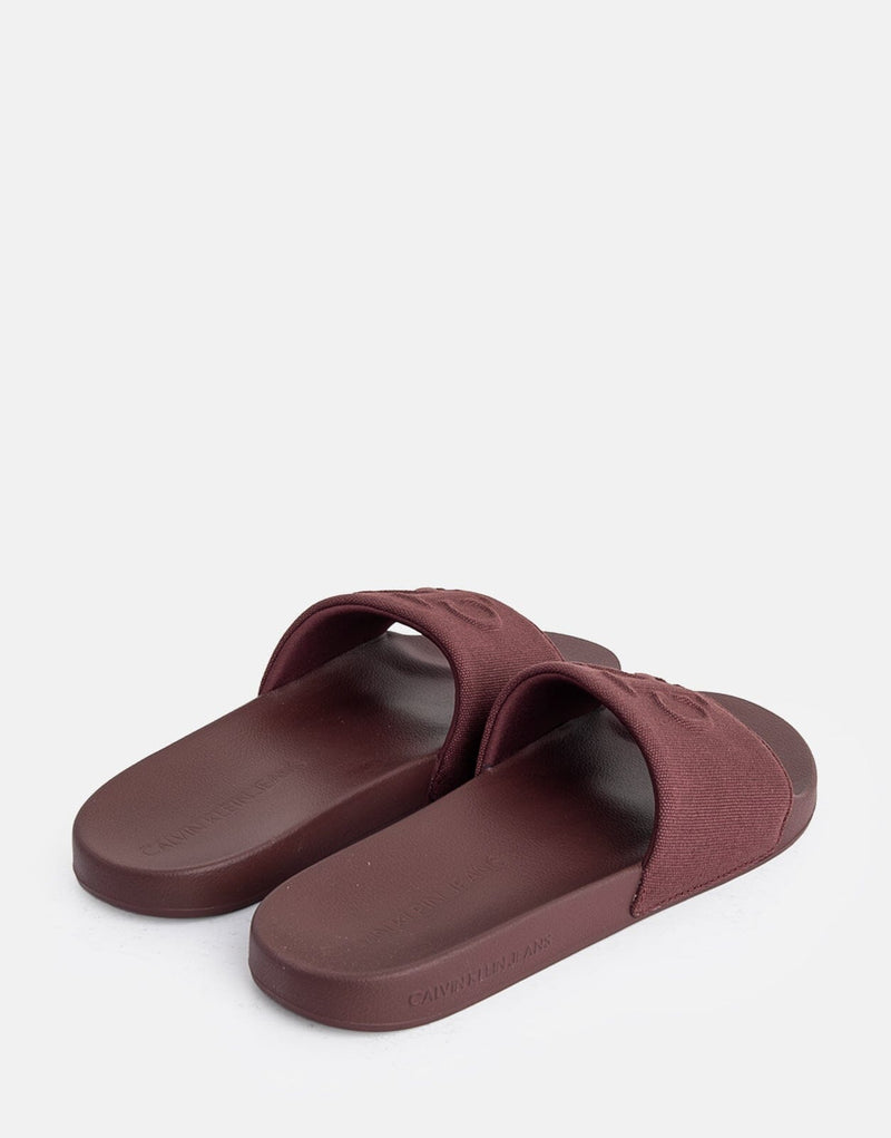 Calvin Klein Mens Cv Mono Slides In Burgandy