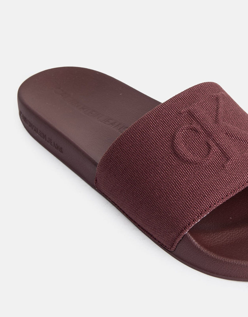 Calvin Klein Mens Cv Mono Slides In Burgandy