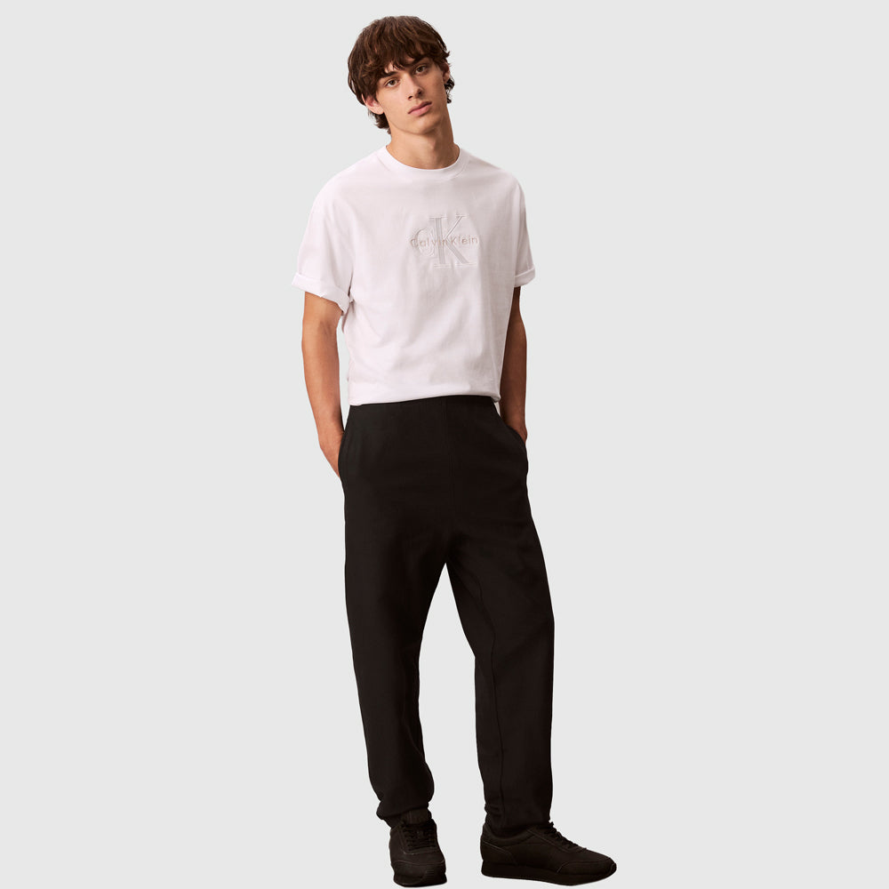 Calvin Klein Mens Premium Terry Monogram Joggers In Black