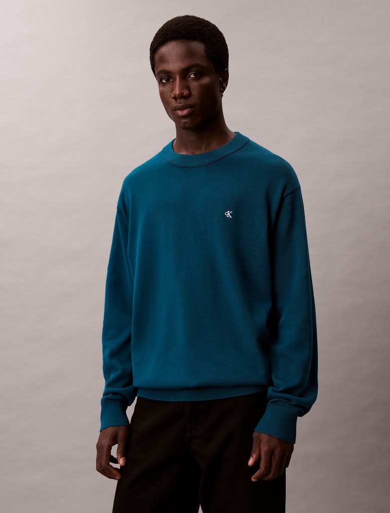 Calvin Klein Mens Crewneck Sweater In Teal