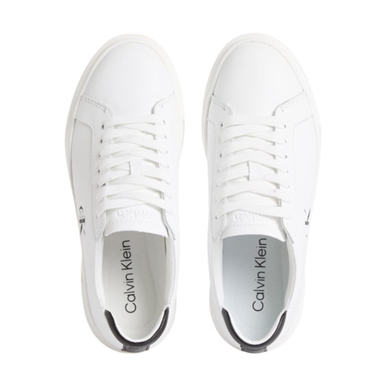 Calvin Klein Mens Basket Cupsole Lth Shoe White And Black