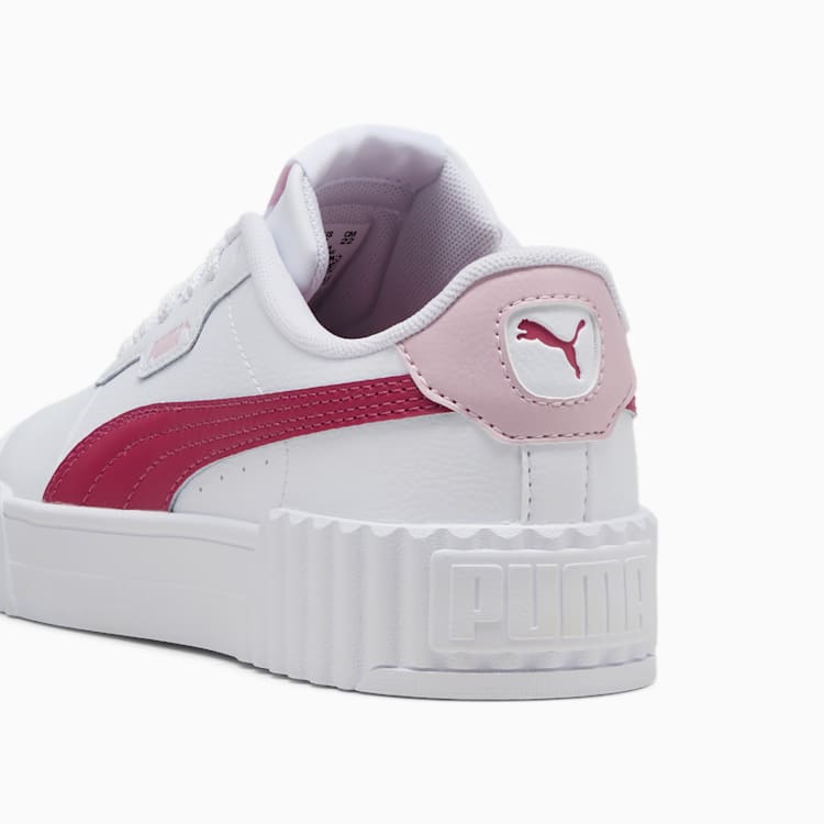 Puma Girls Carina 3.0 PS Shoes in White & Dark Pink
