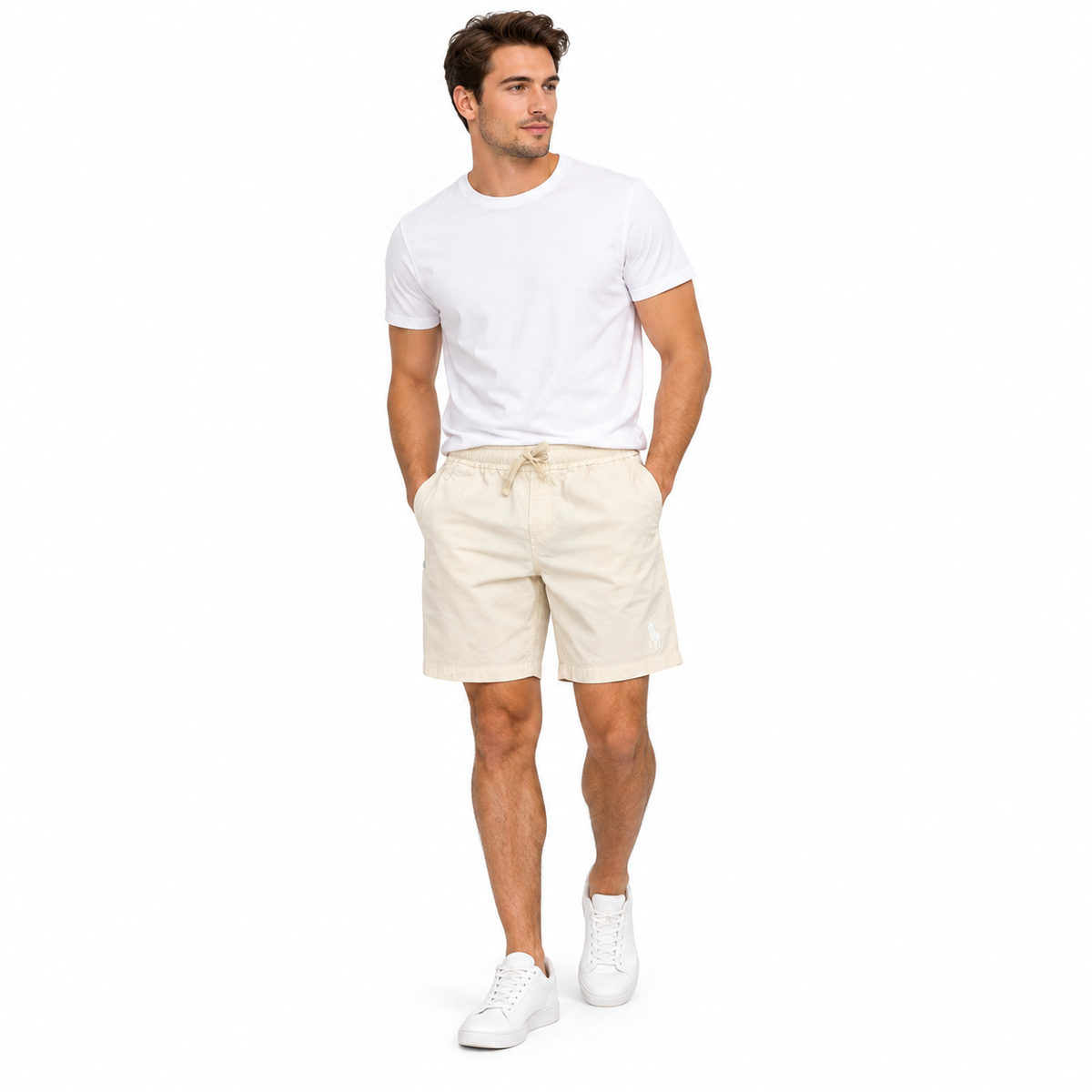 Polo Mens Peached Shorts In Cream