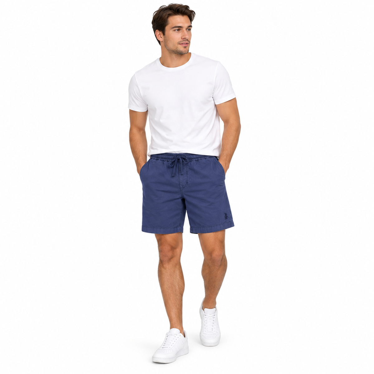 Polo Mens Peached Elasticated Shorts In Navy